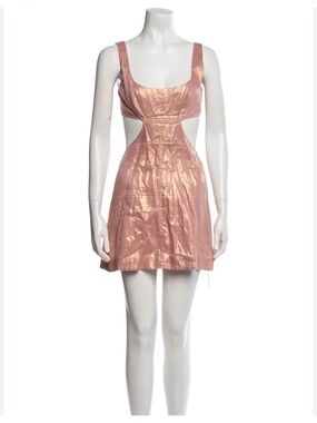 Matthew Bruch Linen Mini Dress pink metallic